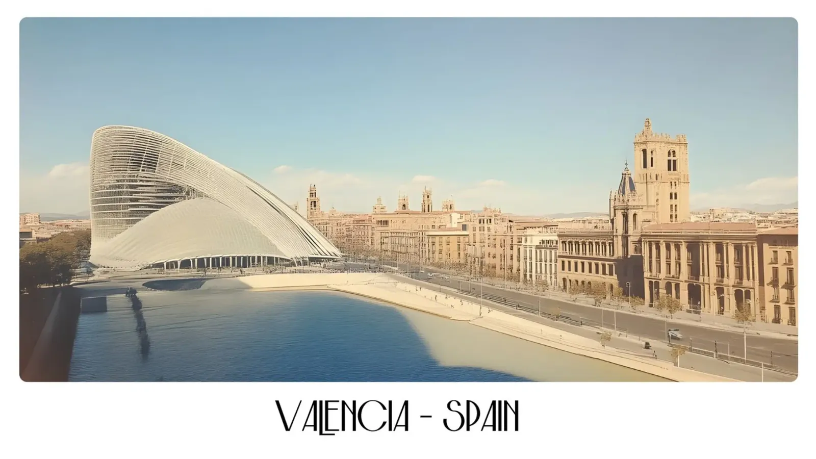 Valencia Kunst & Wetenschappen Stadsgezicht - Spanje Modern Vintage canvas met Baklijst van ClubArt