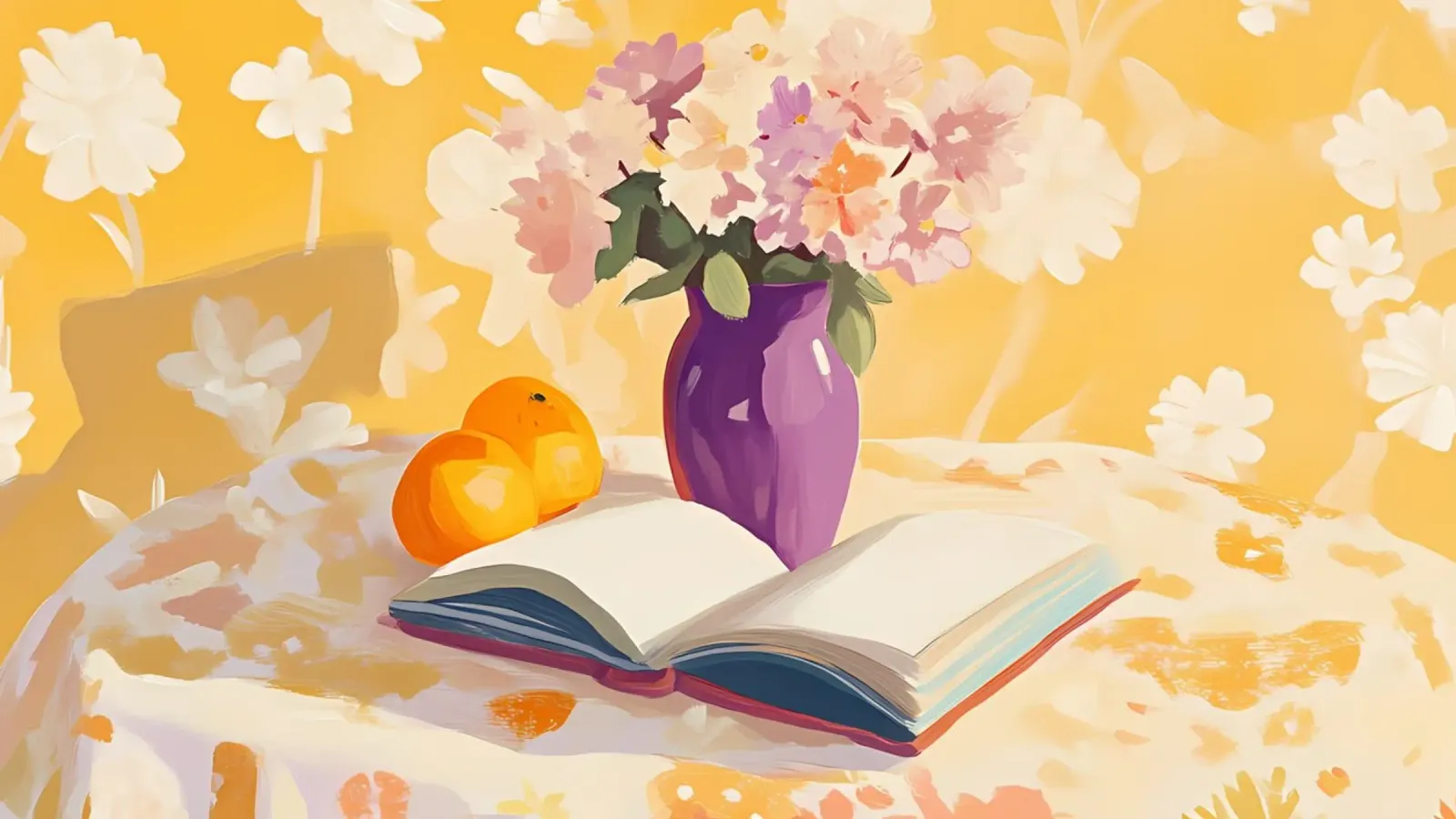 Nature morte Books & Blooms - Art du coin lecture confortable toile avec Caisse américaine de ClubArt
