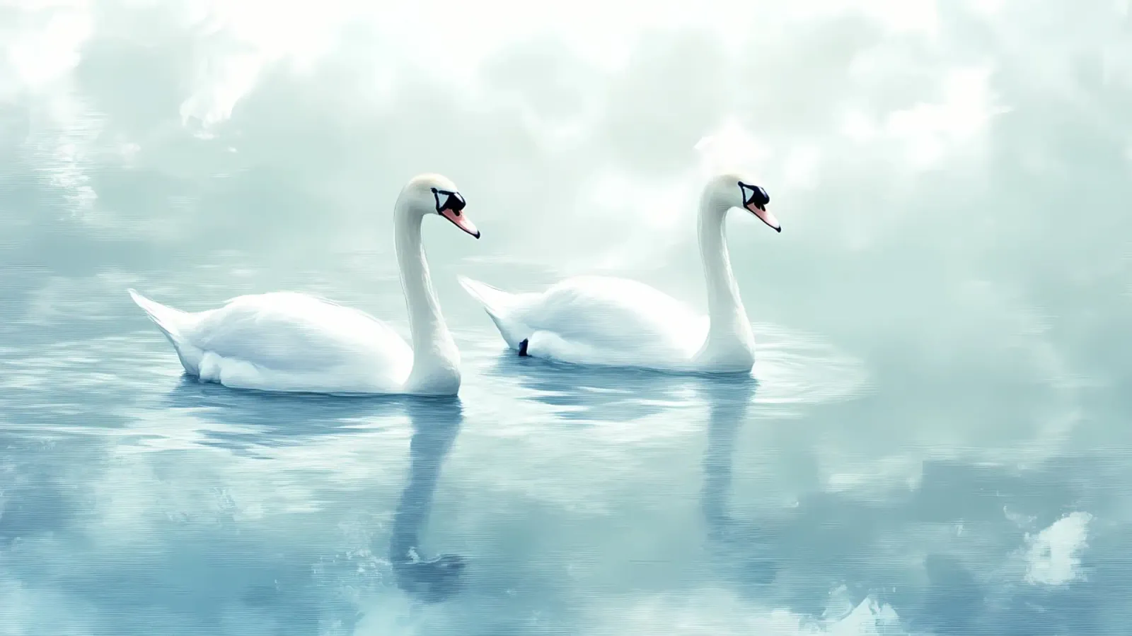 Graciosa serenidad del lago de los cisnes - Minimalist Wildlife Art poster de ClubArt