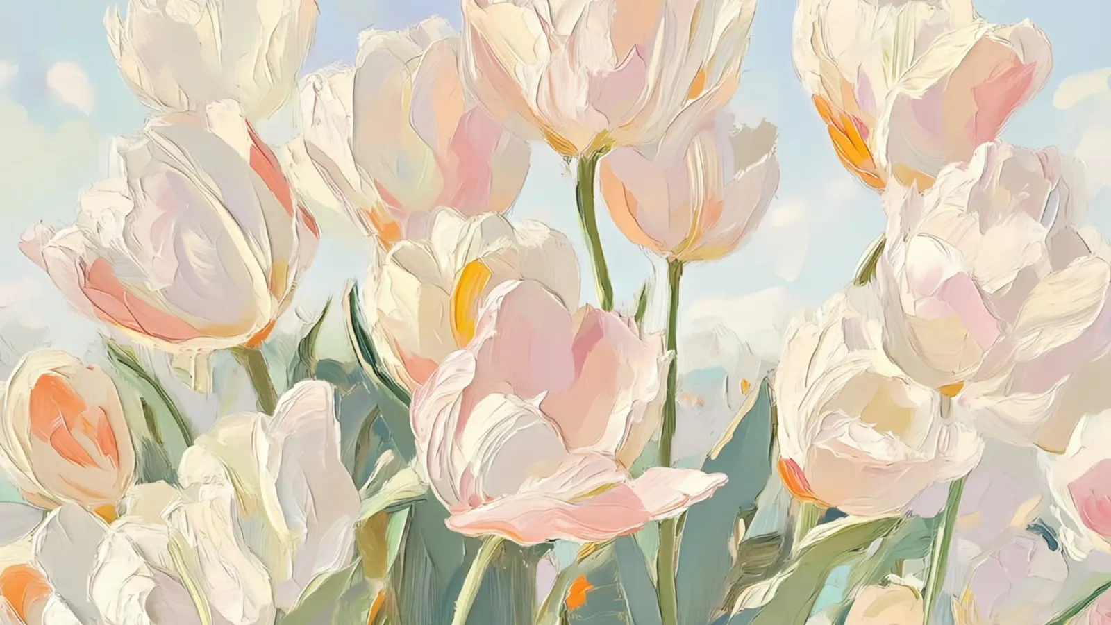 Coco Zentner Pastel Tulips - Impressionist Floral Art backlit film by ClubArt