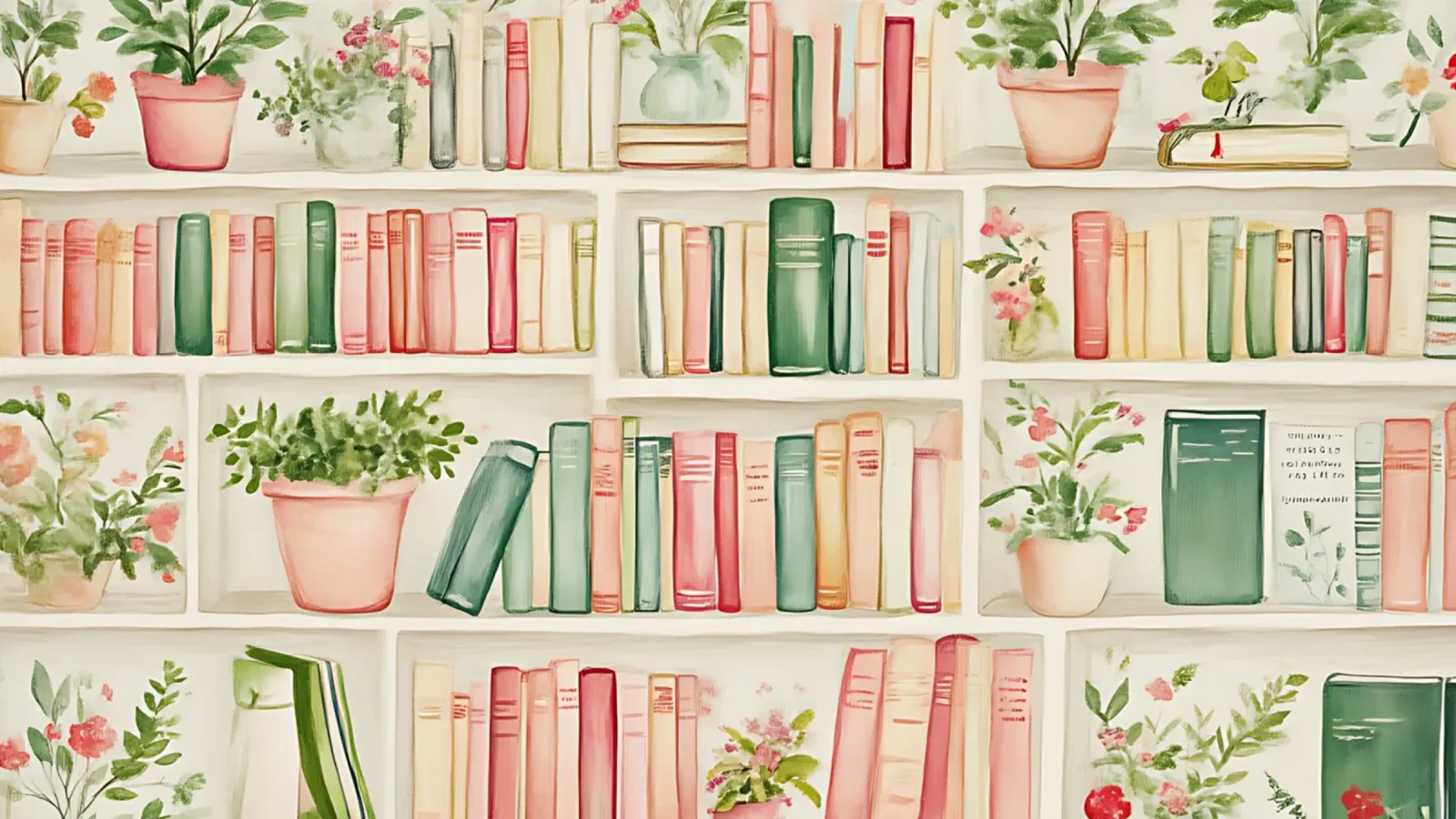 Piante stravaganti da scaffale - Accogliente acquerello da biblioteca alluminio dibond da ClubArt
