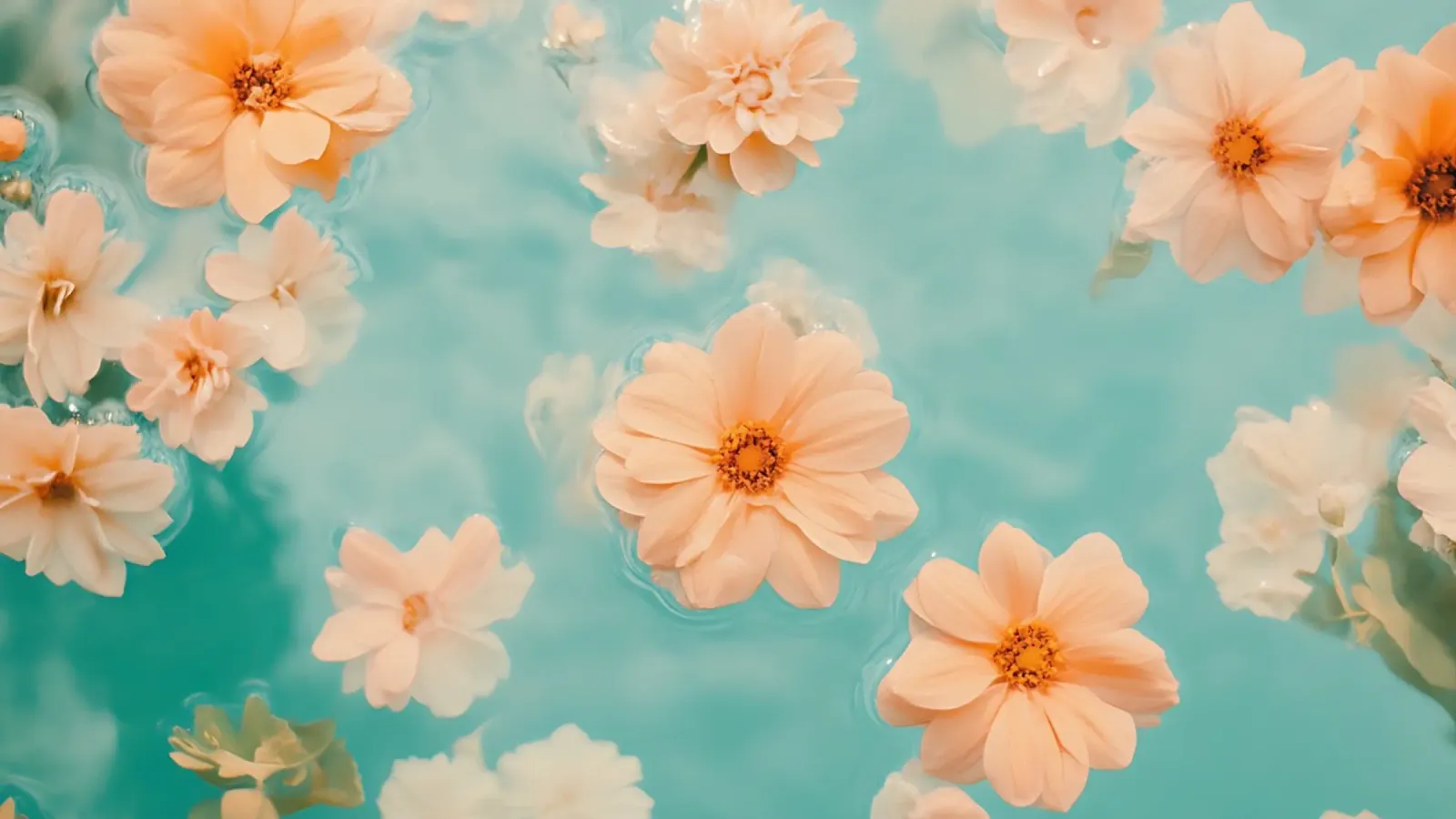 Drijvende dahlia bloemblaadjes - Serene bloemen water esthetiek canvas met Baklijst van ClubArt