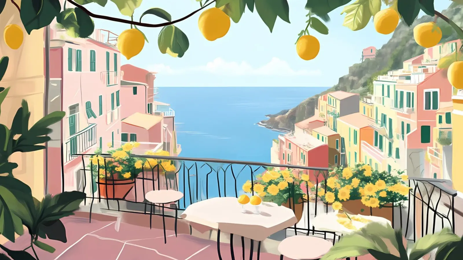 Amalfi Coast Balcony - Italian Lemon Grove View pellicola backlit da ClubArt