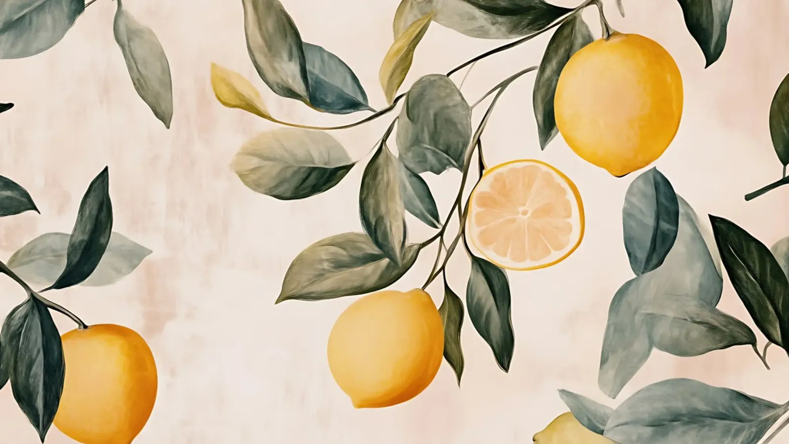 Elegant Lemon Branches - Vintage Botanical Citrus Art canvas by ClubArt