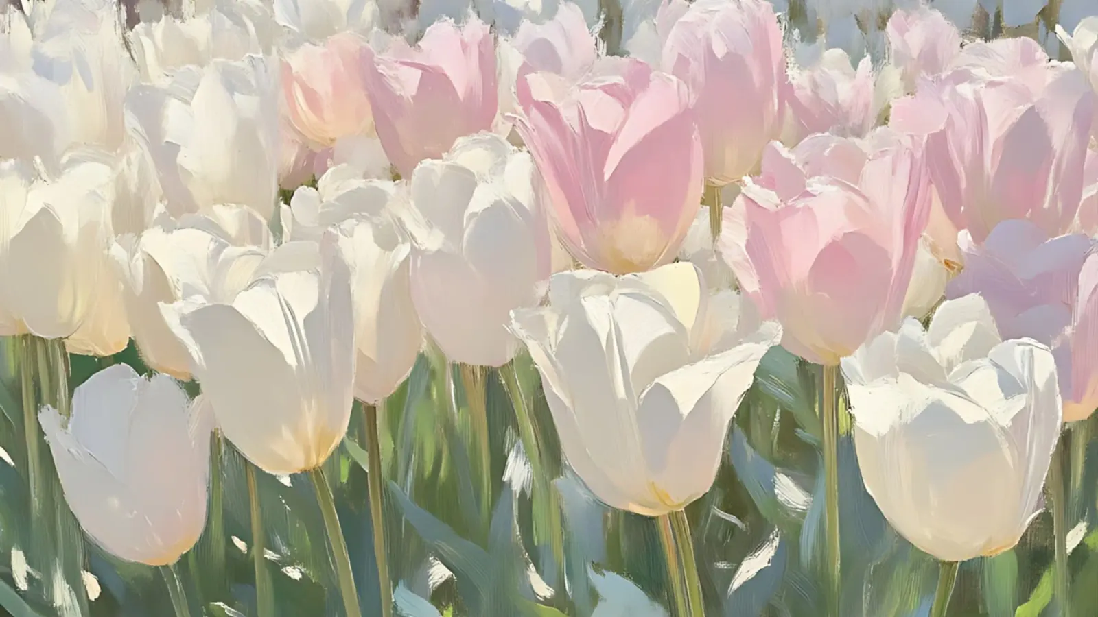 Soft Pastel Tulip Field - Impressionist Spring Bloom Art hahnemühle by ClubArt