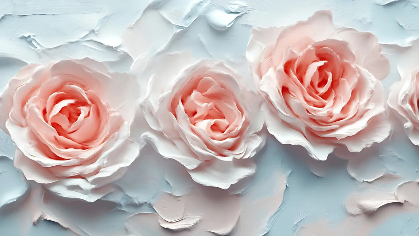 Zartrosa Rosen-Impasto - Texturierte Blumenblütenkunst Poster mit Kunststoffrahmen von ClubArt