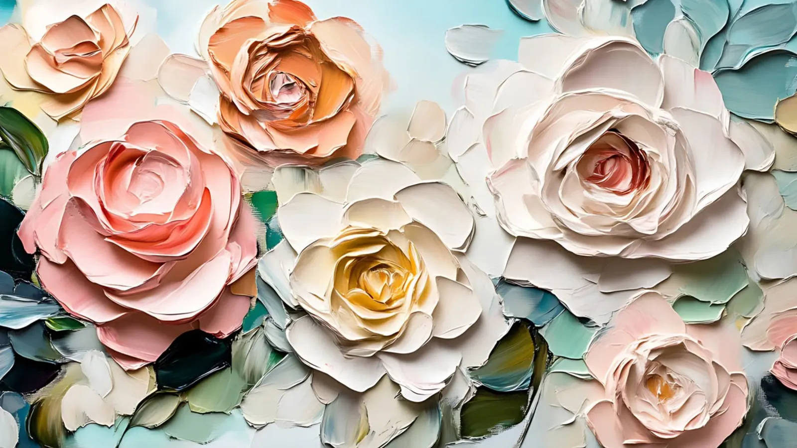 Impasto di rose rosa tenue - Arte floreale in fiore testurizzata poster con telaio in plastica da ClubArt