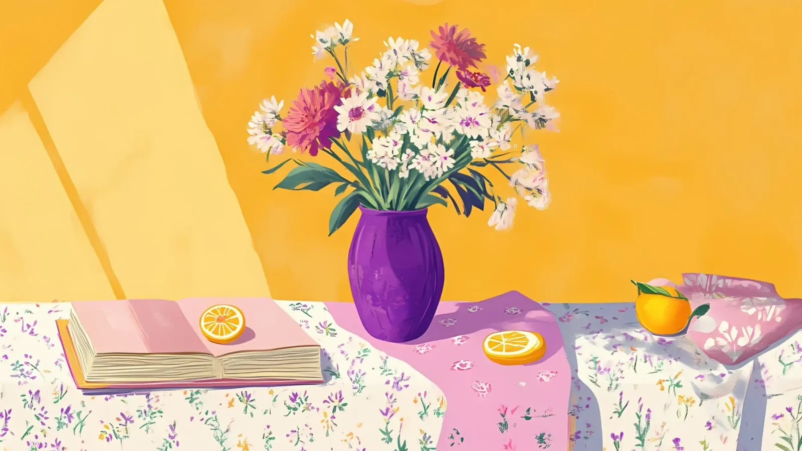 Natura morta floreale in stile Hockney - Fiori vibranti della Pop Art poster da ClubArt