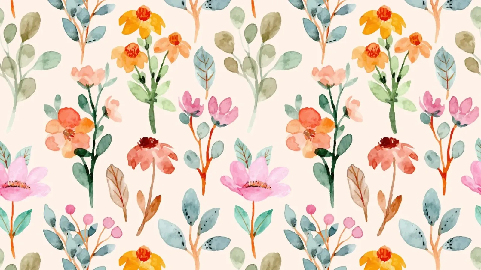 Modello di fiori selvatici acquerellati - Stampa botanica pastello poster con telaio in plastica da ClubArt