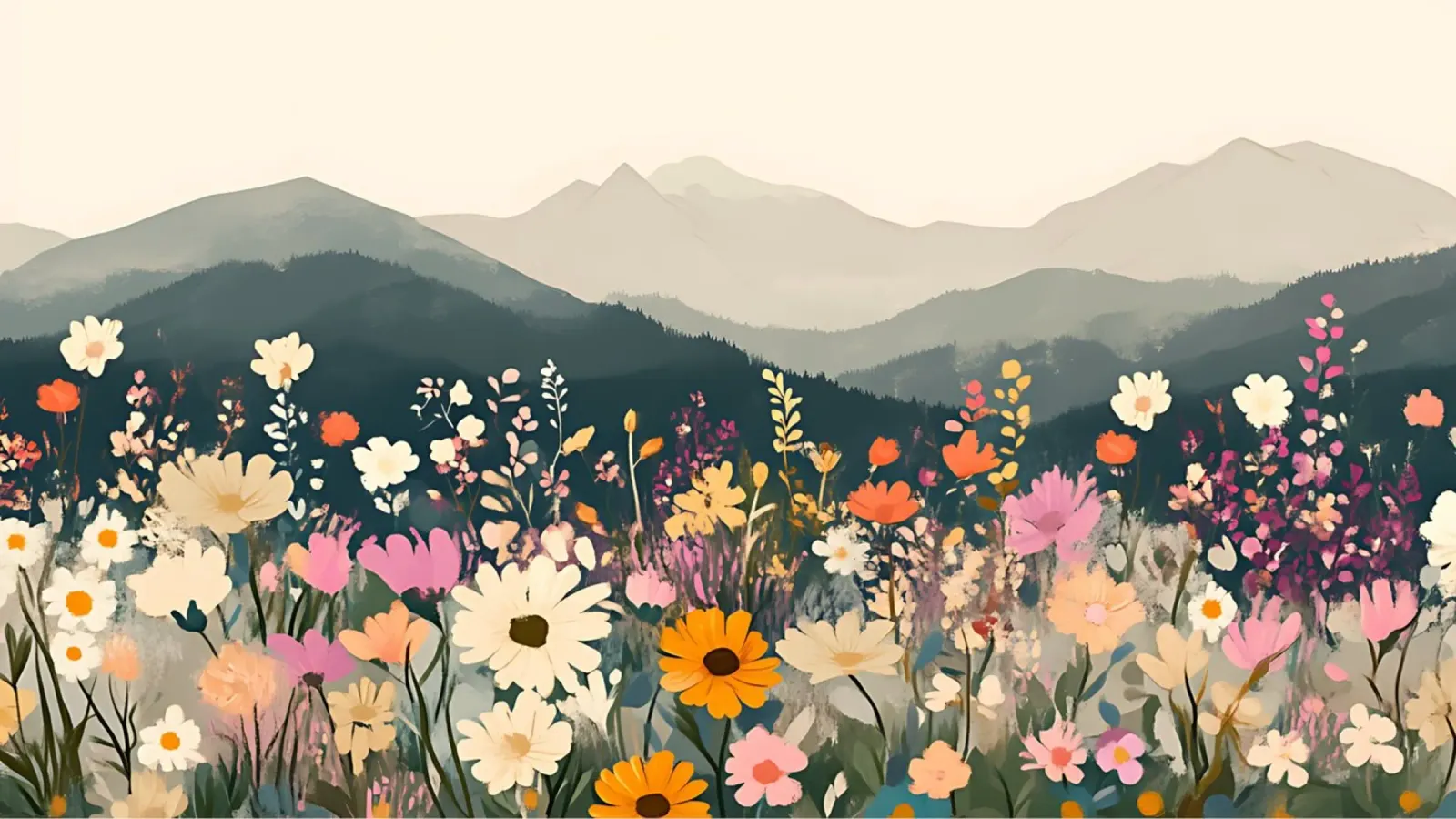 Fiori selvatici di montagna - Paesaggio floreale bohémien pannello forex da ClubArt