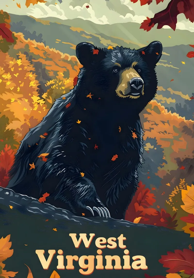 Schwarzbär West Virginia Kunst poster con telaio in alluminio da Vintage Travel Art