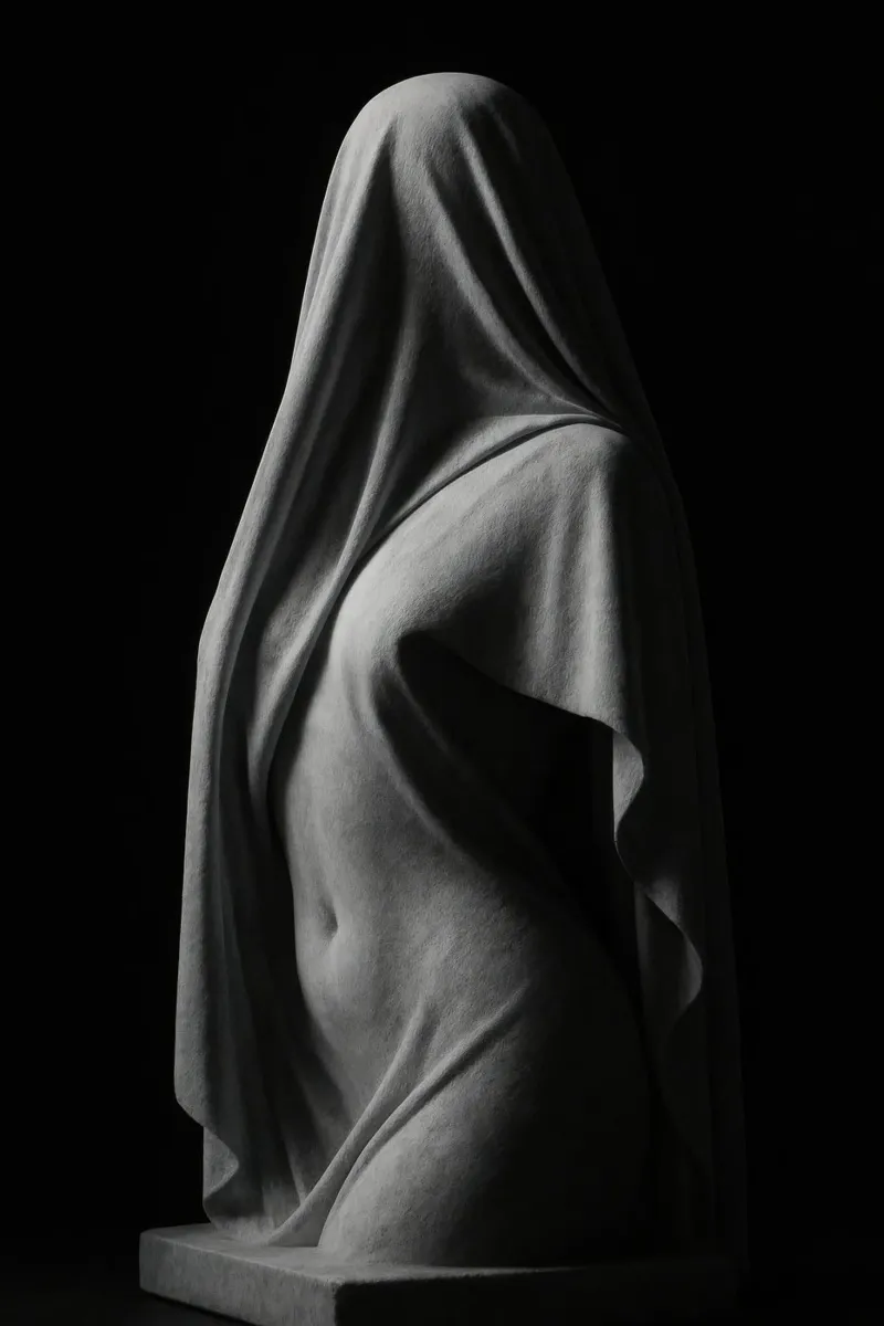 Sculptuur gedrapeerd in licht en schaduw hahnemühle van Black & White