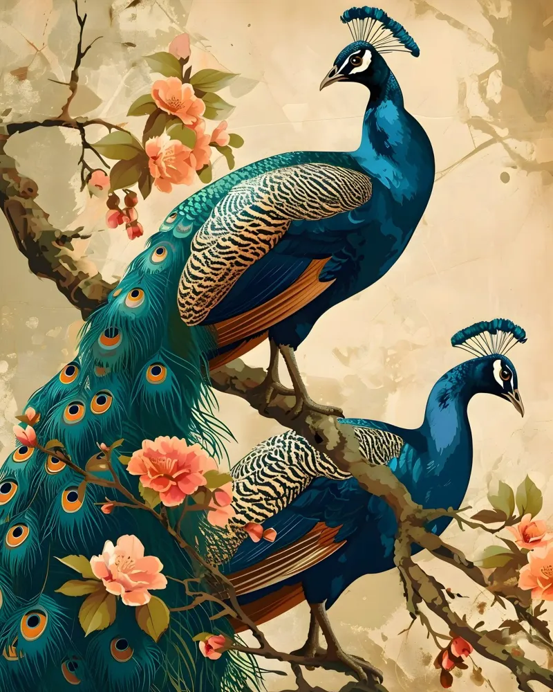 Pfau vintage portrait poster con telaio in plastica da Vintage Travel Art