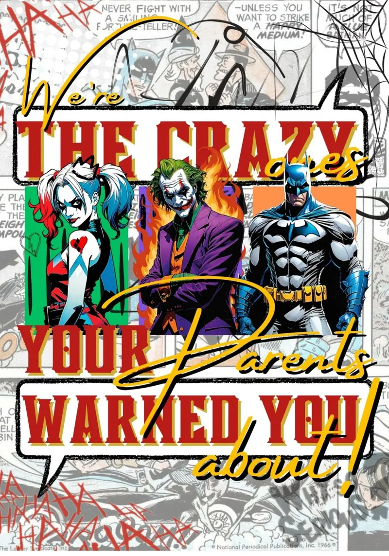 ✨ We're the Crazy Ones: Harley, Joker, Batman Statement Hahnemühle von Eni Brandon