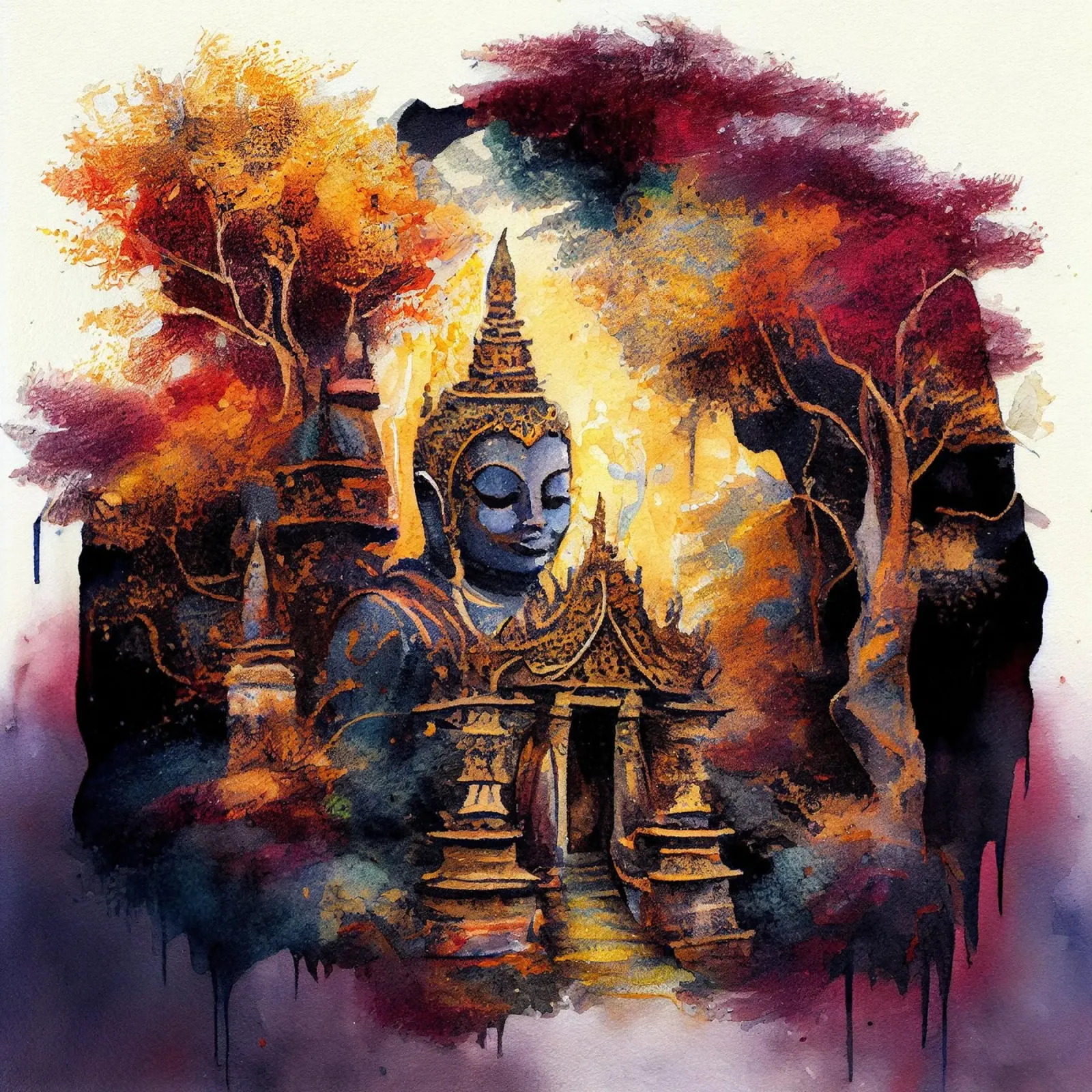 Buddha ad acquerello pellicola backlit da Chromatic Fusion Studio