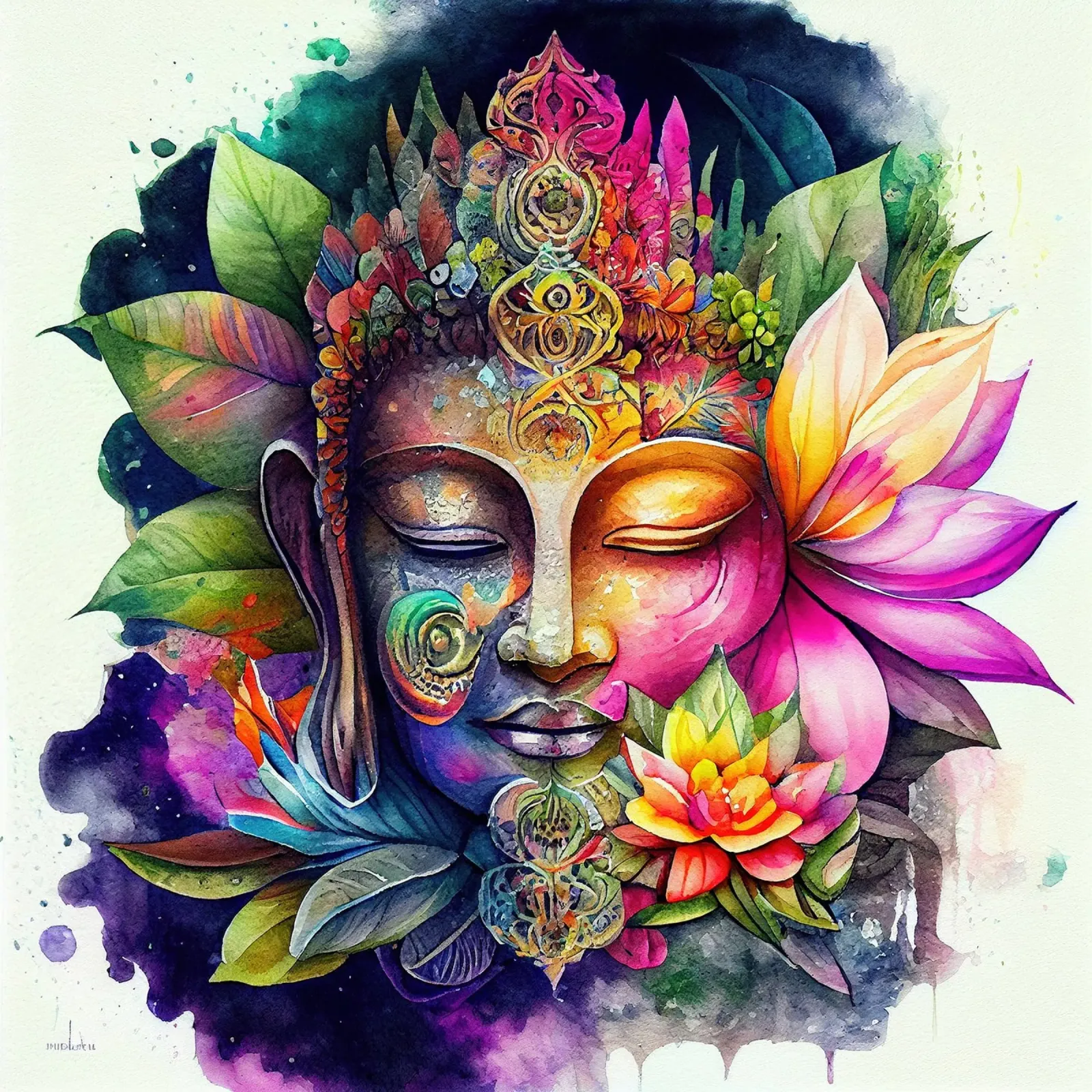 Buddha ad acquerello pellicola backlit da Chromatic Fusion Studio