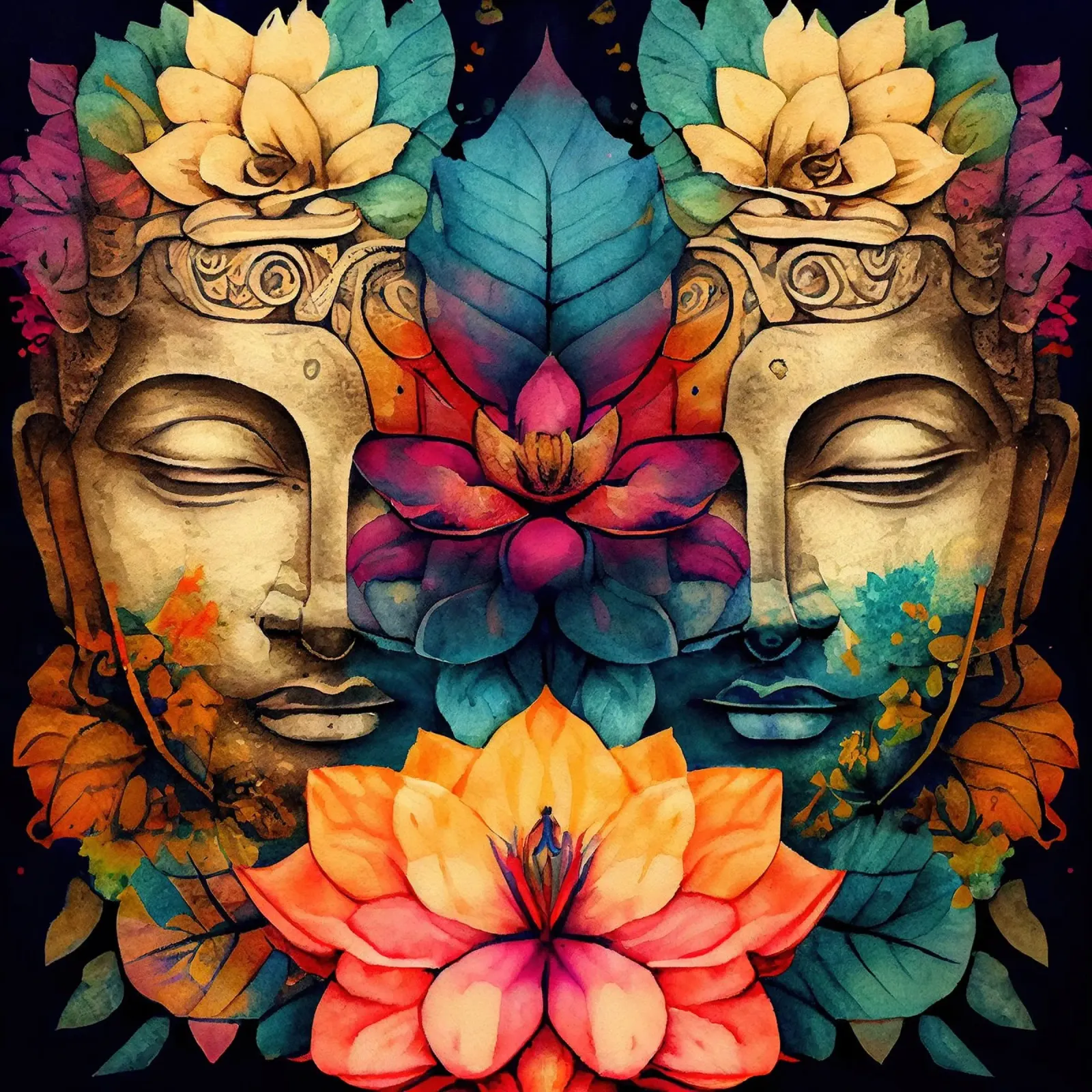 Buddha ad acquerello alluminio dibond da Chromatic Fusion Studio