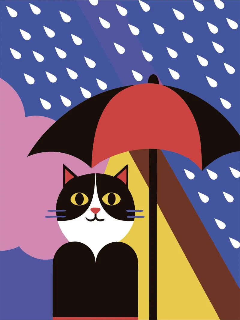 Katzen benutzen Regenschirme, wenn es regnet Leinwand von LOOK DIFFERENT