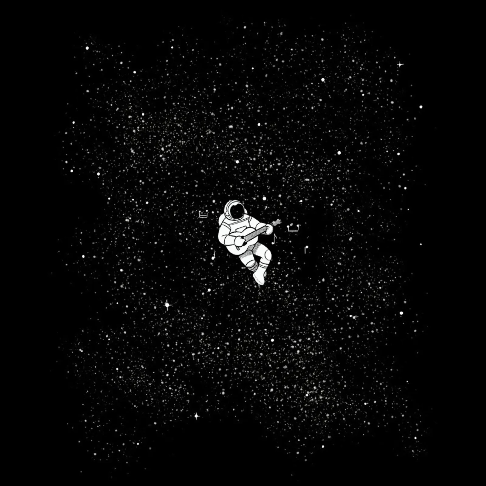 Gravity Music Guitar Astronaut poster con telaio in alluminio da Tobe Fonseca