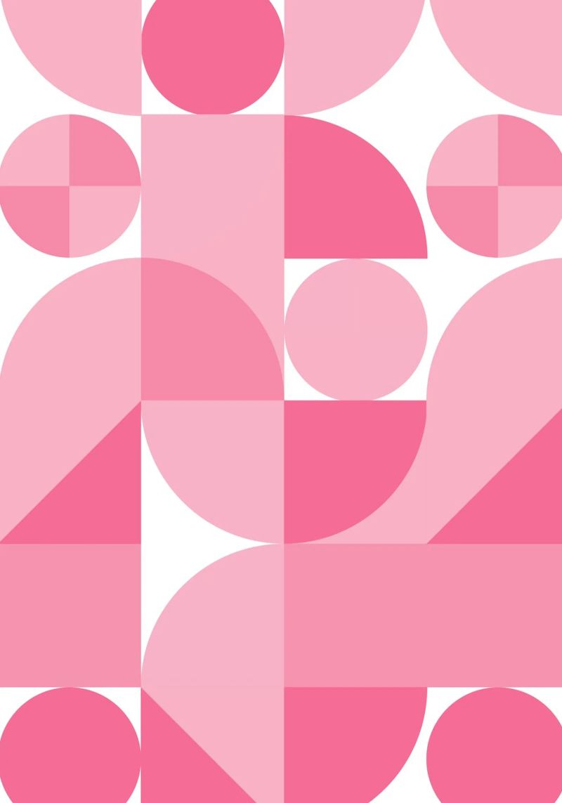 Pink Abstract Geometric Composition with Circles and Shapes canvas by pdigitalprints