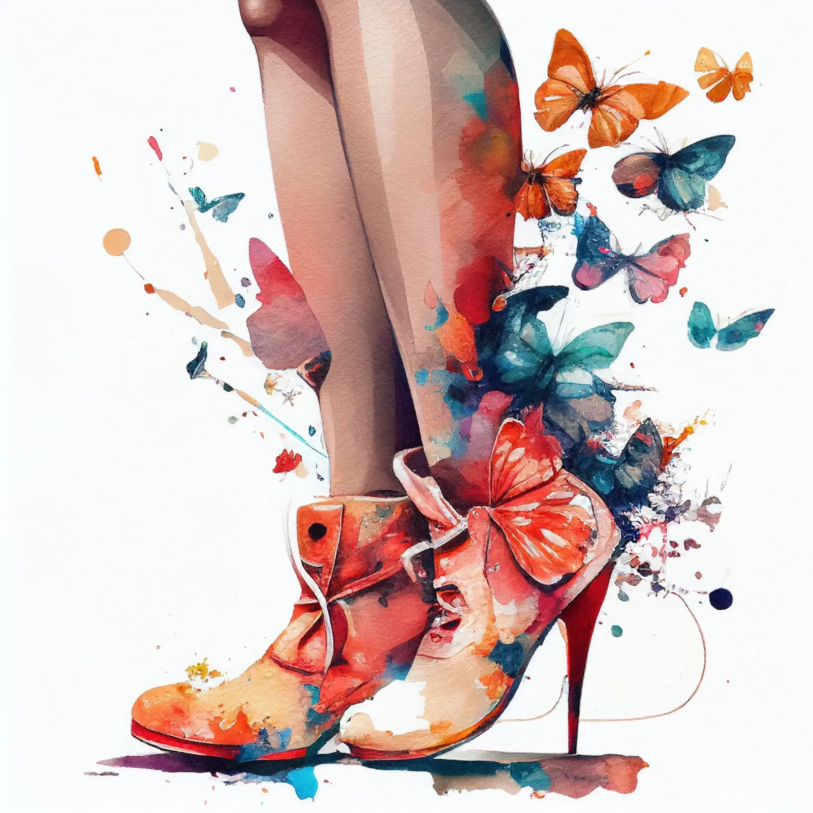 Acquerello Farfalla Donna Gambe pellicola backlit da Chromatic Fusion Studio