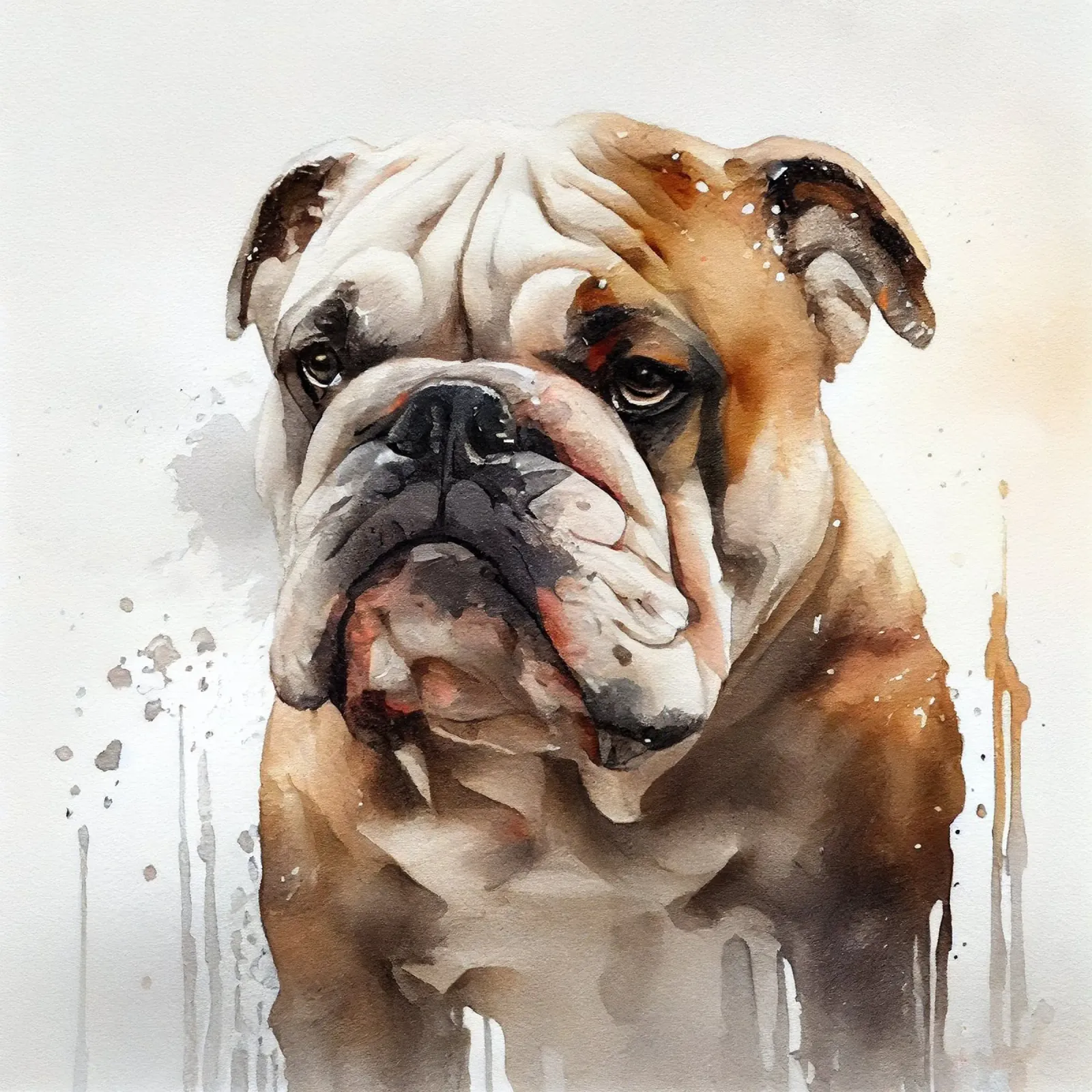 Watercolor British Bulldog acrylic glass by Chromatic Fusion Studio