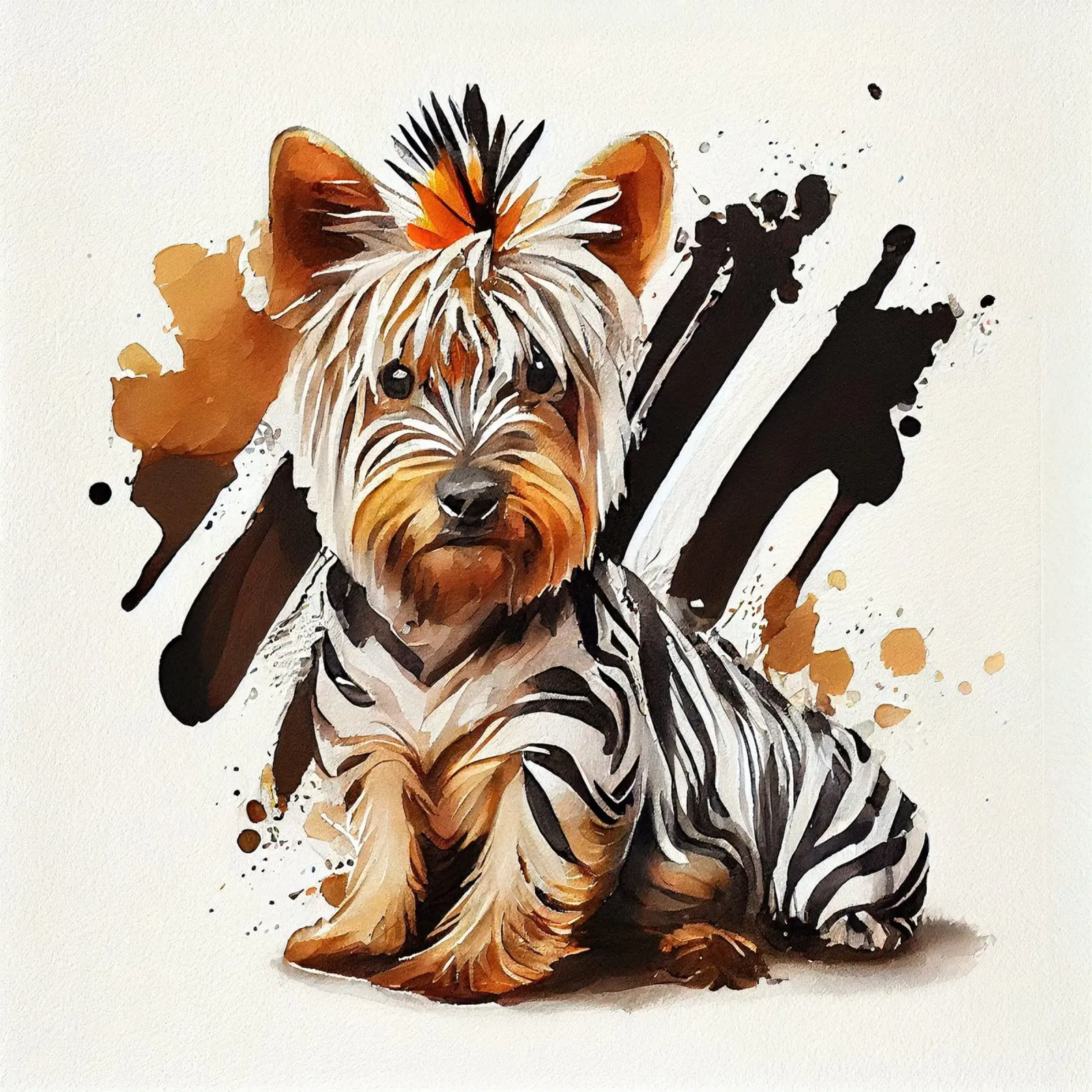 Cane Yorkshire Terrier ad acquerello pellicola backlit da Chromatic Fusion Studio