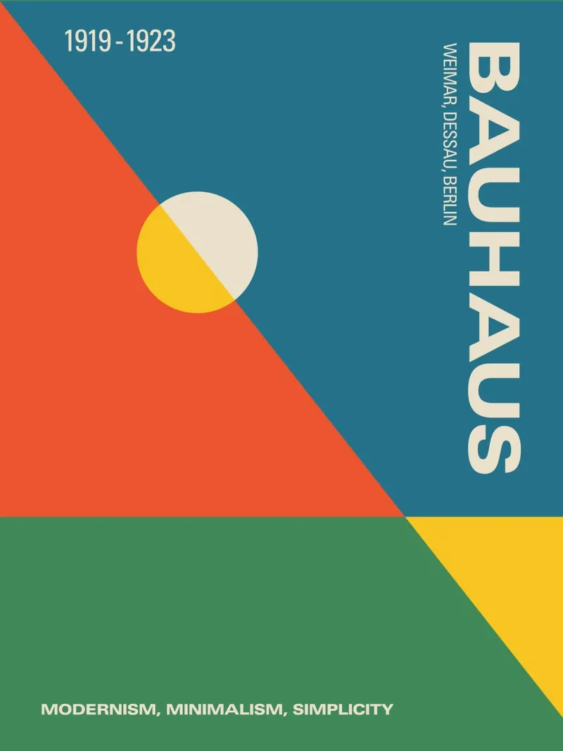 Bauhaus Geometrischer Kunstdruck Bunte Moderne Poster Alu-Dibond von THE MOTIVATED TYPE