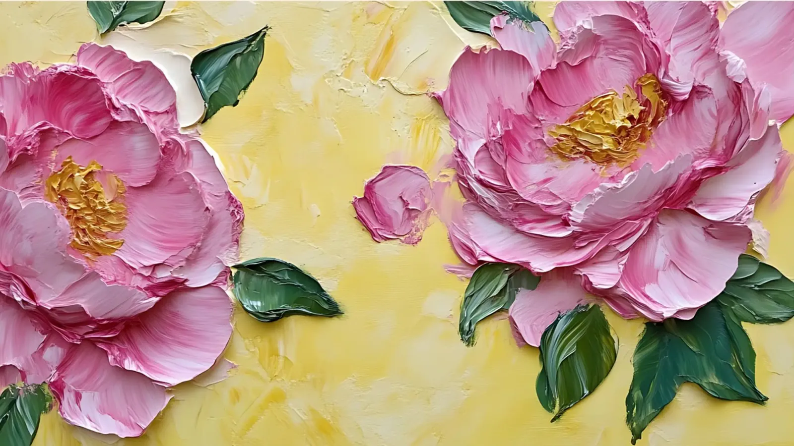 Getextureerde roze pioenen - Impasto bloemsierkunstdruk canvas met Baklijst van ClubArt