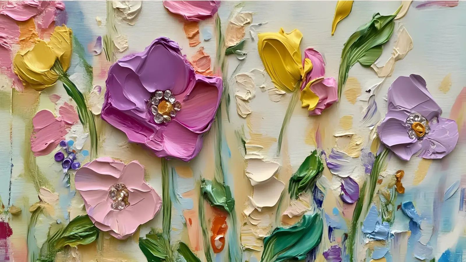 Giardino floreale strutturato - Fiori pastello in 3D Impasto carta hahnemühle da ClubArt