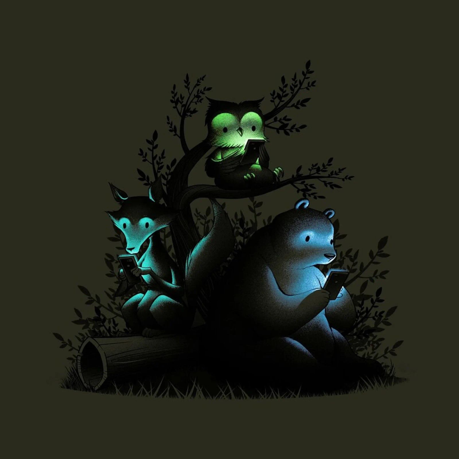 Connecting With The Forest Animals Using Phones pellicola backlit da Tobe Fonseca