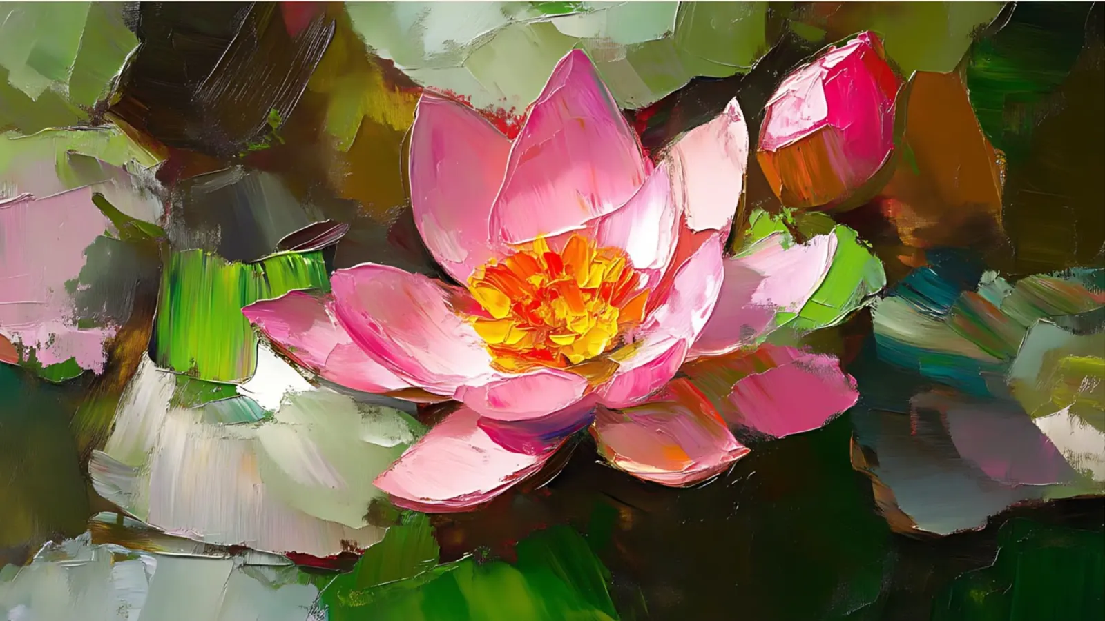 Fioritura di loto rosa testurizzato - Impasto di ninfee pellicola backlit da ClubArt