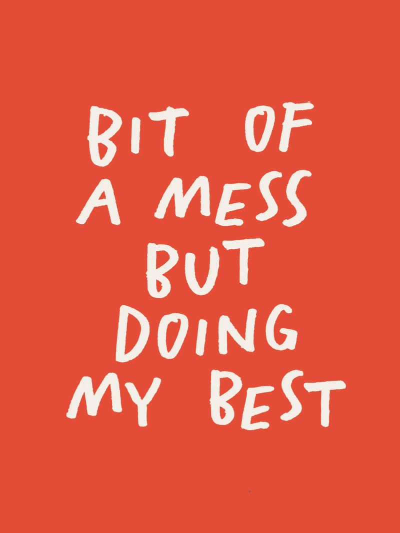 Bit of a Mess But Doing My Best Typography Print Red White canvas by THE MOTIVATED TYPE