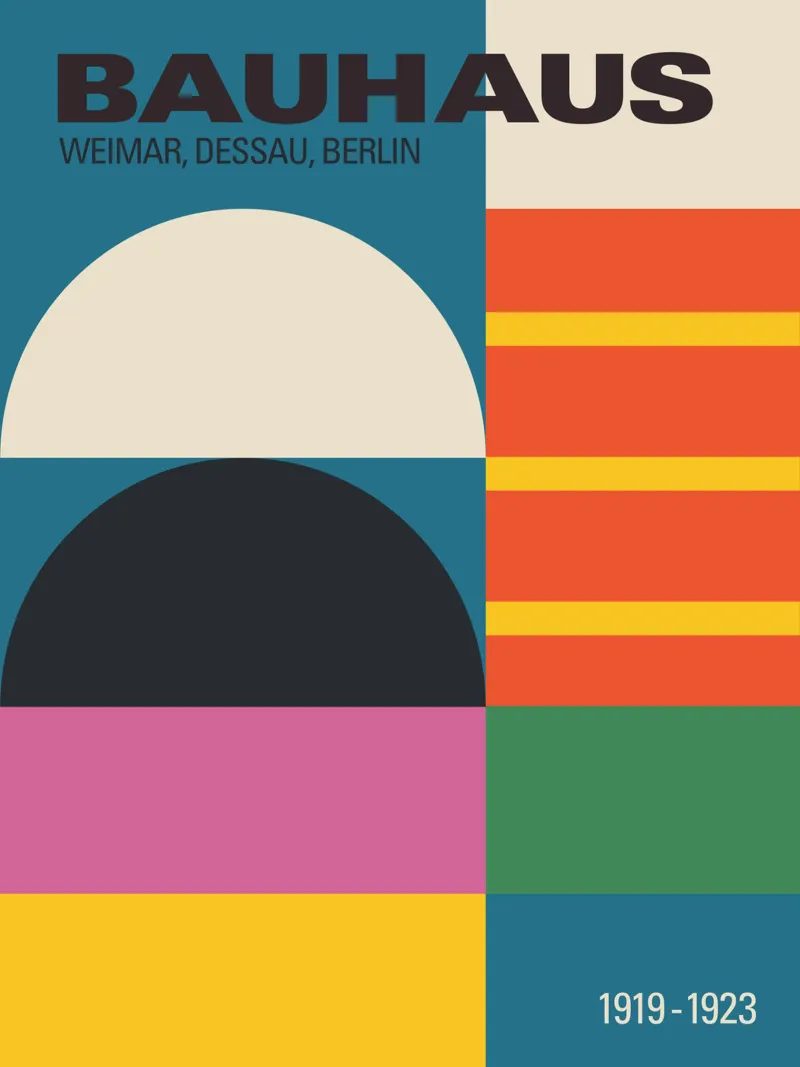 Bauhaus Geometry Art Print Colourful Modernist Poster hahnemühle by THE MOTIVATED TYPE