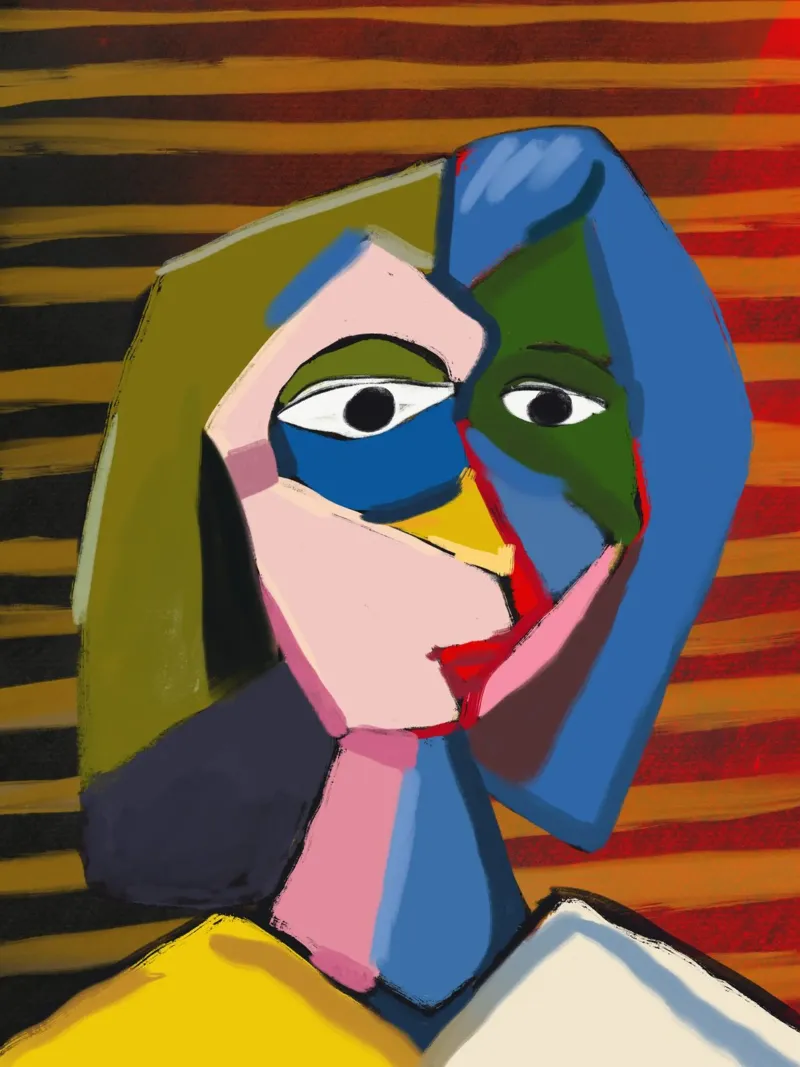 Ritratto ispirato a Picasso carta hahnemühle da Little Dean