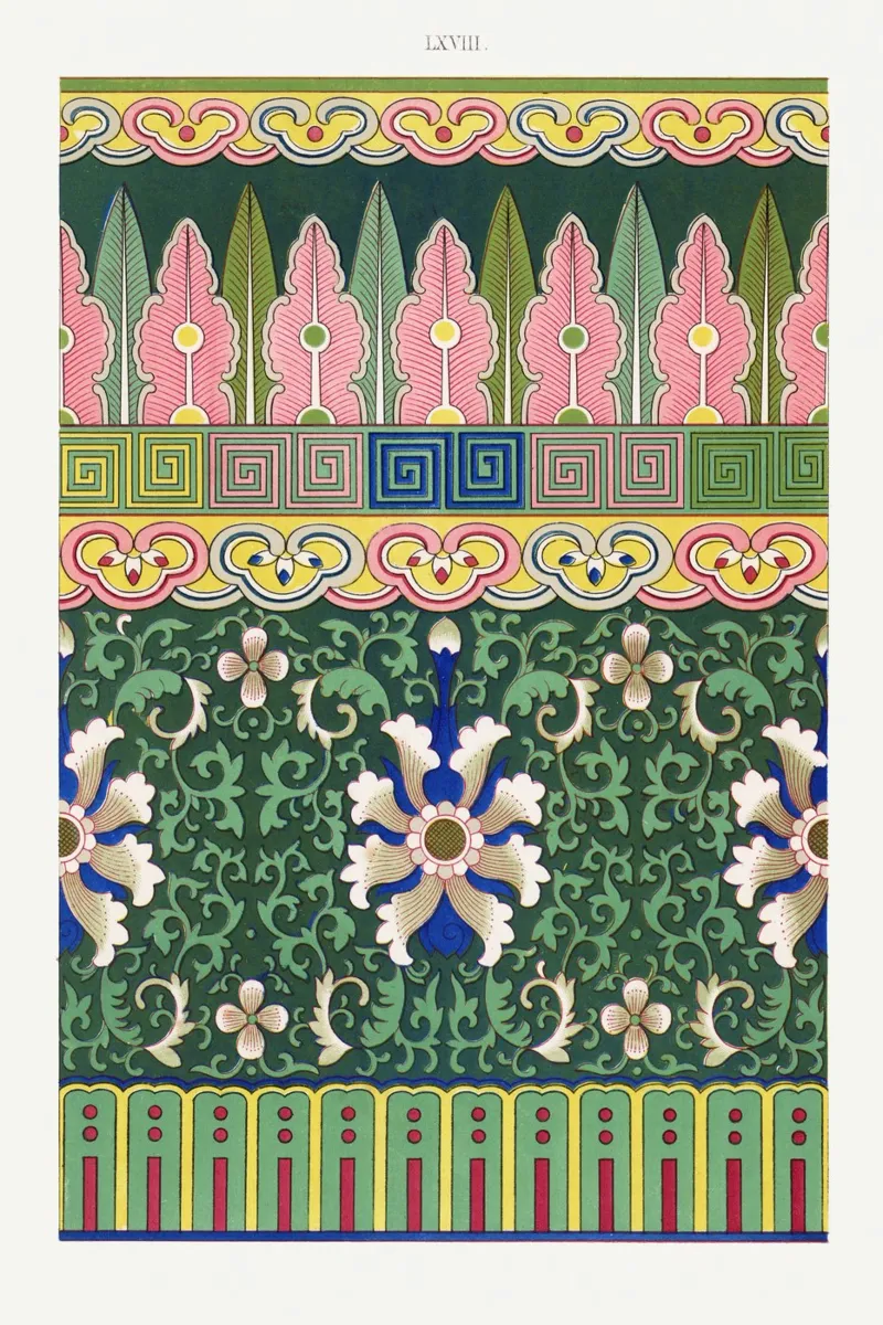 Owen Jones Chinese Ornament - Lebendige geometrische und florale Kunst Backlit Folie von ClubArt