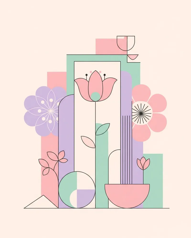 Floral bauhaus #042: Abstract Modern Bloom Harmony pellicola backlit da Zen Design