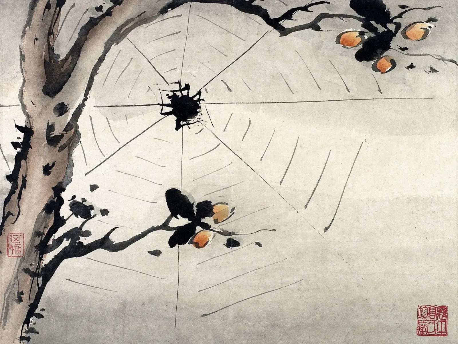 Gao Qipei - "Ragnatela" 1684 Pittura a dita cinese pellicola backlit da ClubArt