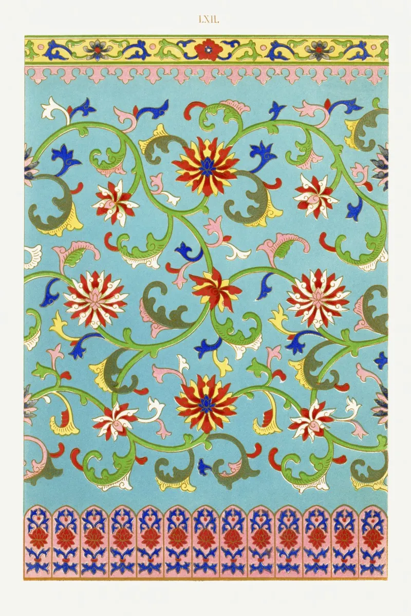 Owen Jones - Vibrant Chinese Floral Ornament Print acrylic glass by ClubArt
