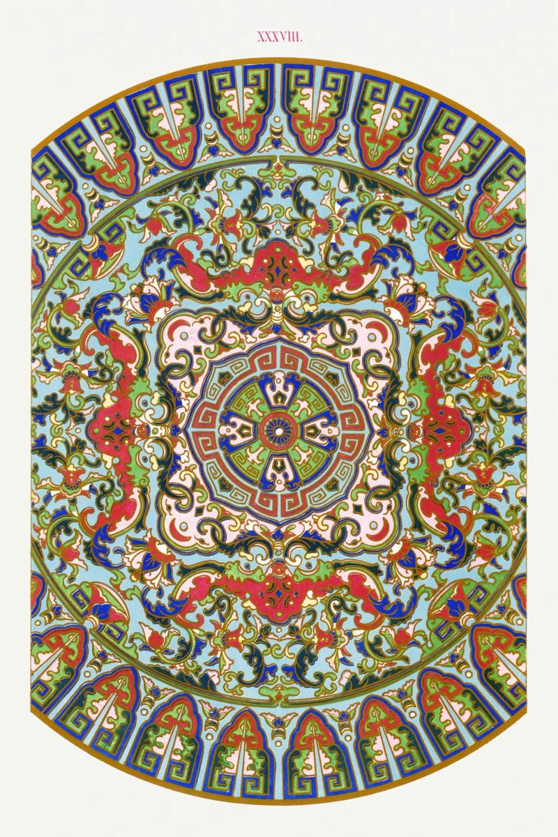 Vibrant Chinese Circular Ornament - Folklore Inspired Art poster by ClubArt