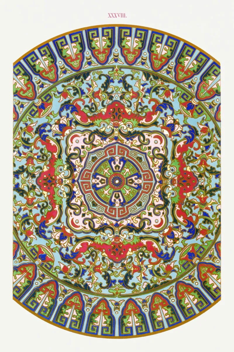 Vibrant Chinese Circular Ornament - Folklore Inspired Art alu-dibond by ClubArt