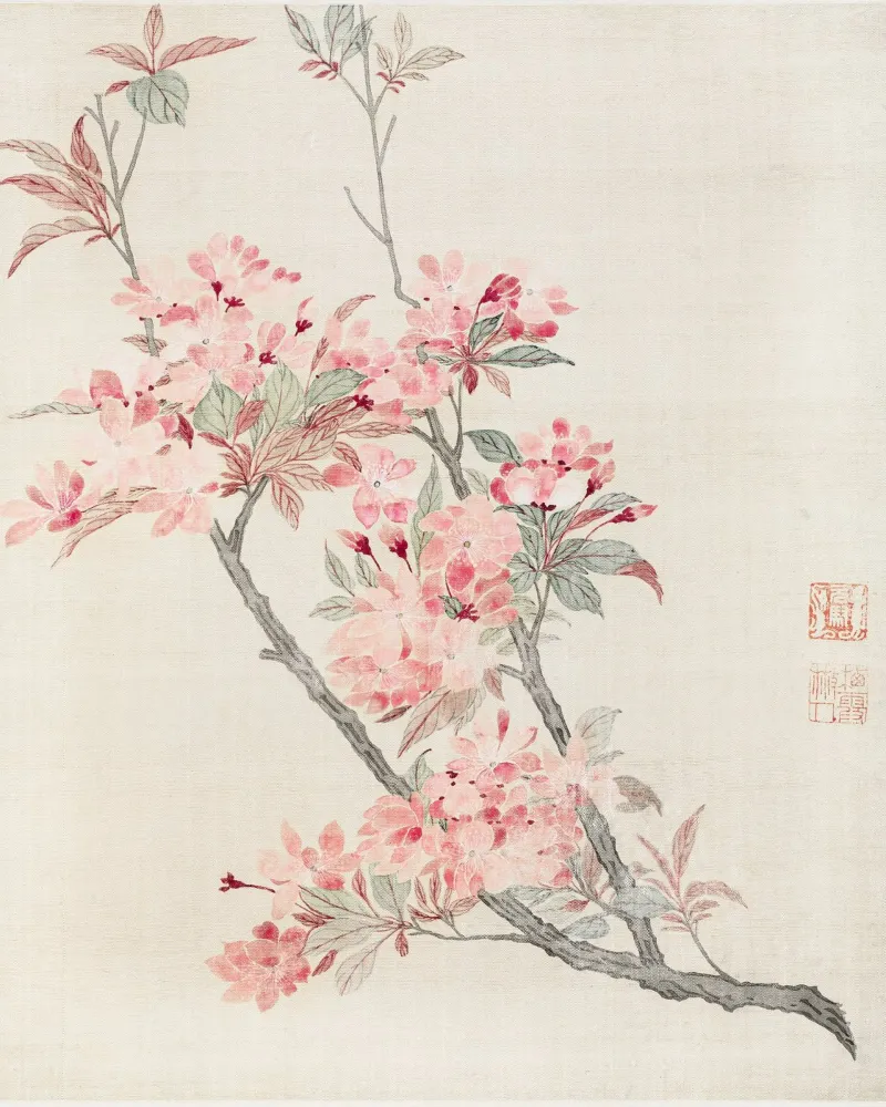 Ma Yuanyu - 1690 Krabappelbloesems Vintage kunstdruk canvas met Baklijst van ClubArt