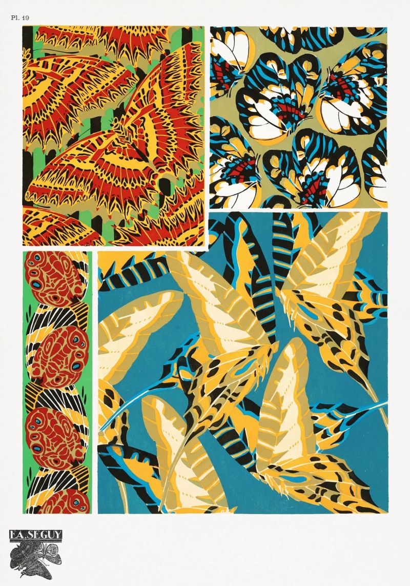 E.A. Séguy - 1925 Art Deco Butterflies Pattern from Papillon poster by ClubArt