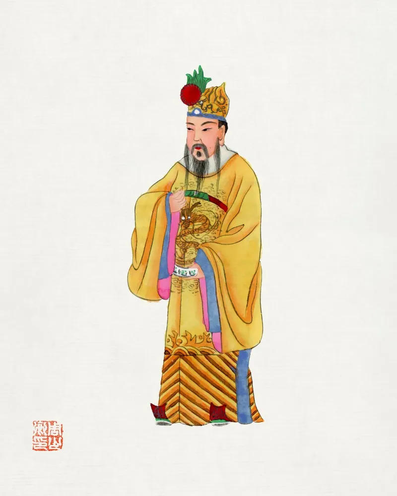 1932 Chinese keizerlijke mantel - Vintage keizerlijke kostuumkunst canvas met Baklijst van ClubArt
