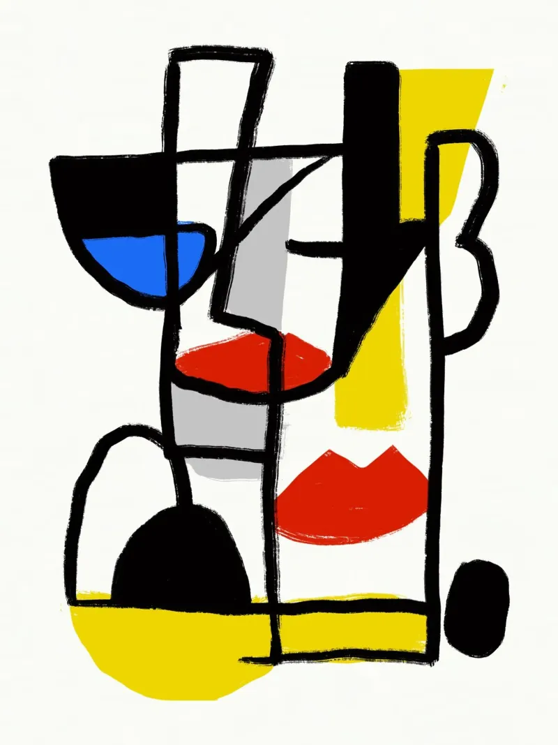 Abstract black and primaries hahnemühle by Little Dean