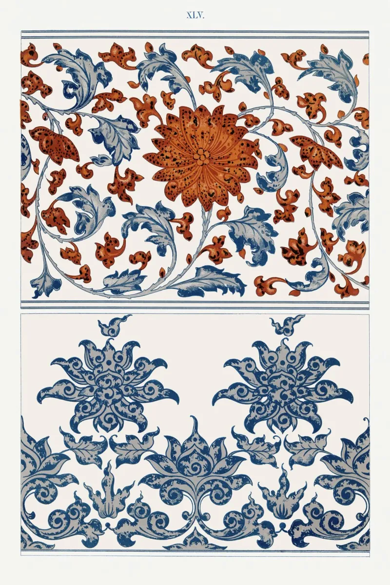 Chinese Floral Patterns - Bohemian Wall Art Print poster by ClubArt