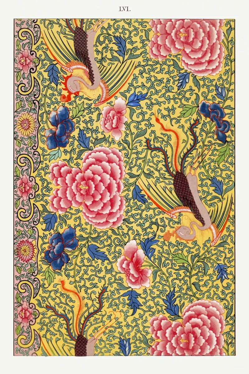Owen Jones - Estampado de flores chinas y estampado de fénix hahnemühle de ClubArt