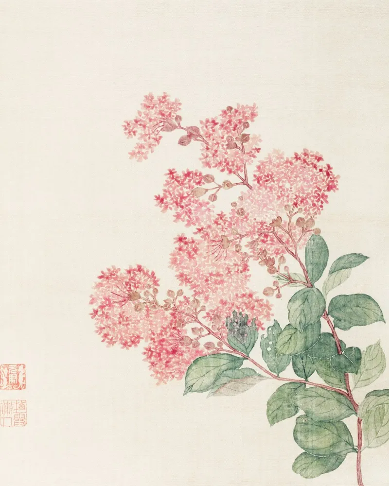 Ma Yuanyu - 1690 Ortensia Arte floreale cinese d'epoca poster con telaio in alluminio da ClubArt