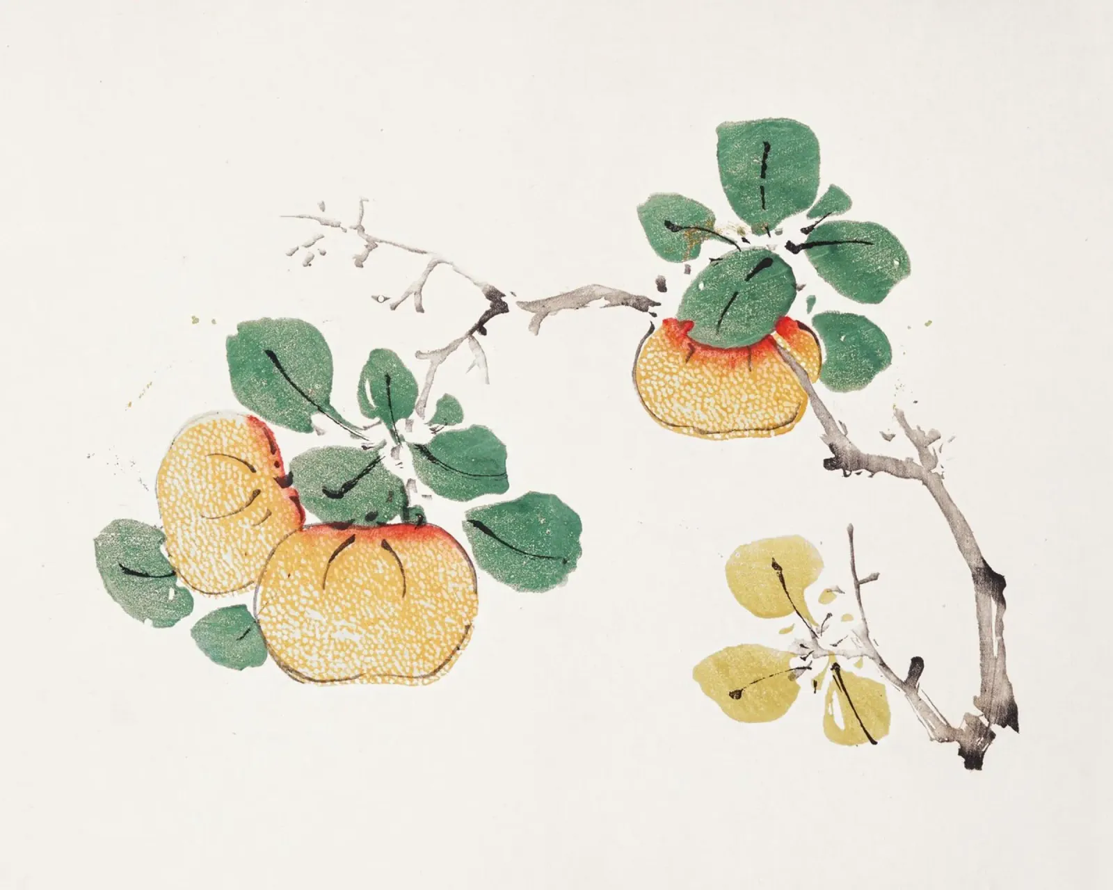 Hu Zhengyan - Shi Zhu Zhai Persimmon Branch Art Print canvas van ClubArt