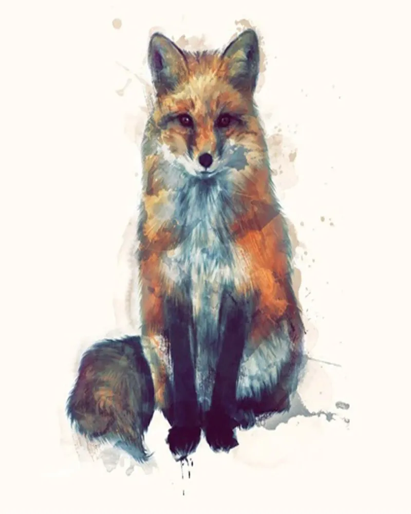 illustrazione di amy hamilton seduta espressione di volpe poster con telaio in plastica da kbm store